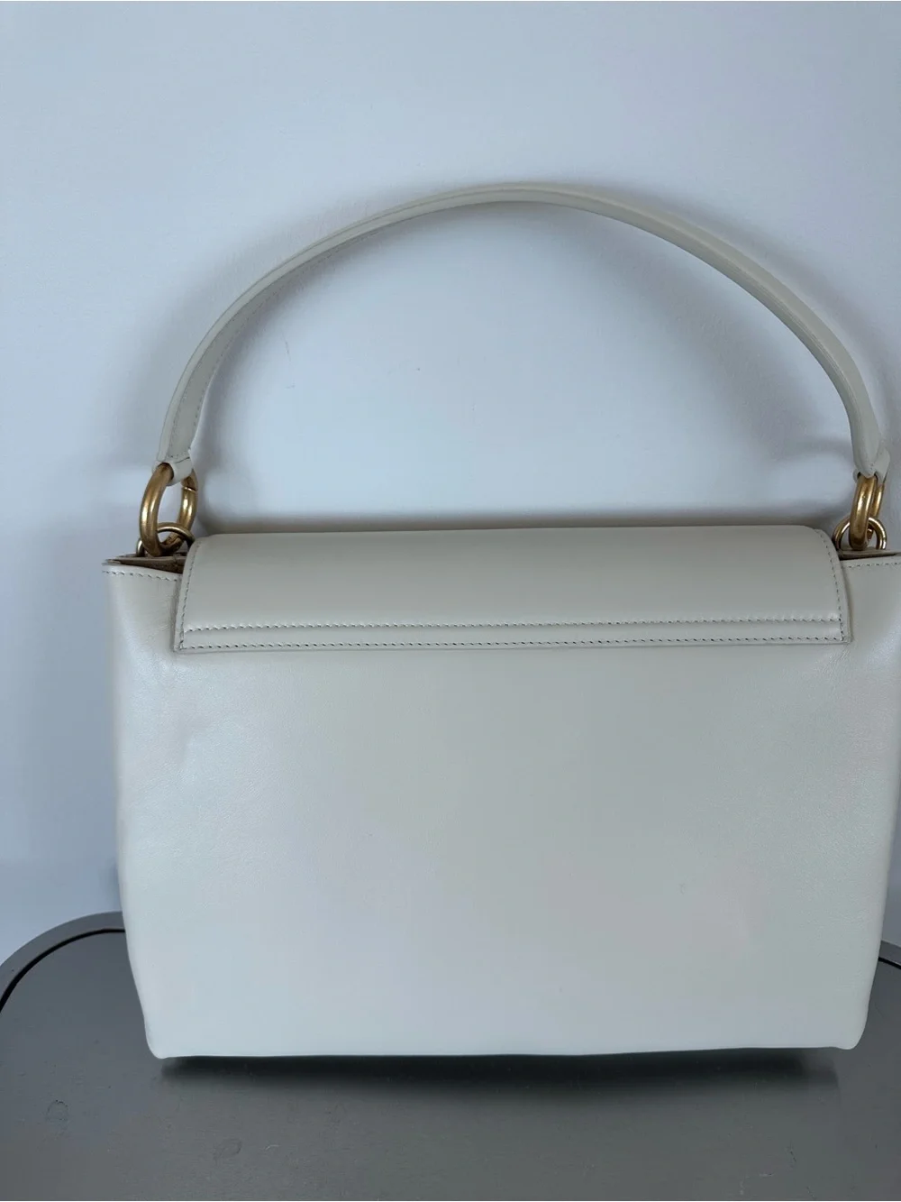 Bouguessa White Italian Leather Convertible Shoulder Crossbody Bag